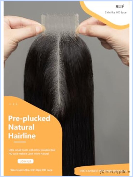 2x6 HD Lace Closure with 0.10mm Ultra Thin Invisible Swiss Lace, Pre-Plucked main image 5